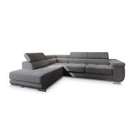 ECKSOFA APIRO L-S Graphitfarben Kordstoff mit Schlaffunktion - Silberfarben/Graphitfarben, Holz/Textil (276/202cm) - MASSENO