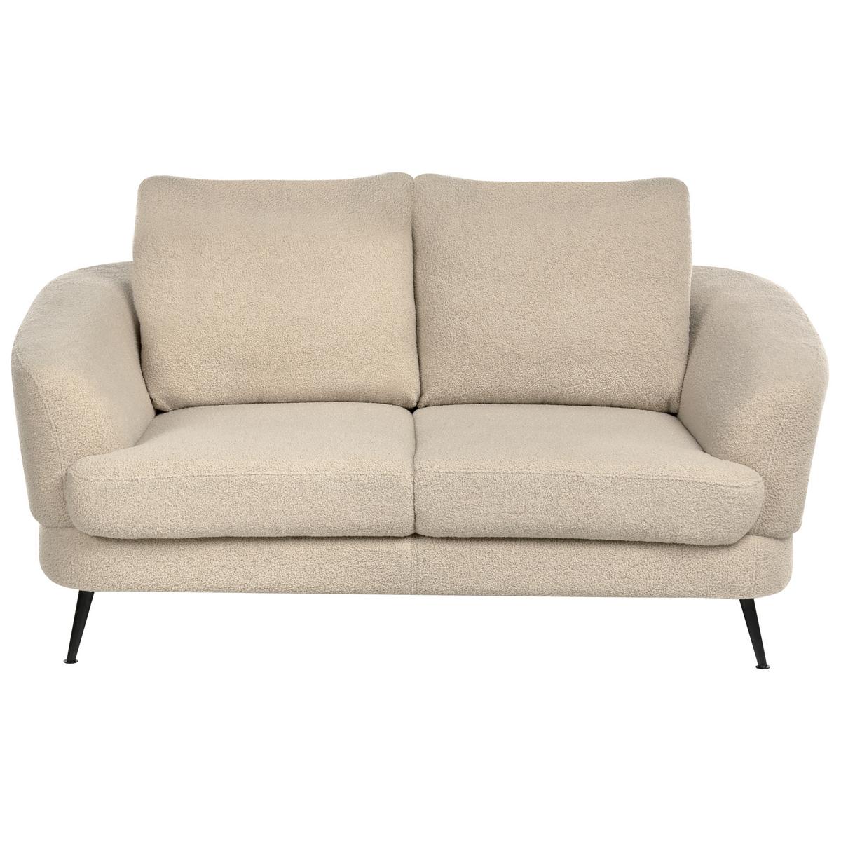 SOFA-SET 3-Sitzer Bouclé Hellbeige Kjaer - Beige/Schwarz, Textil (155/100/100cm) - Beliani