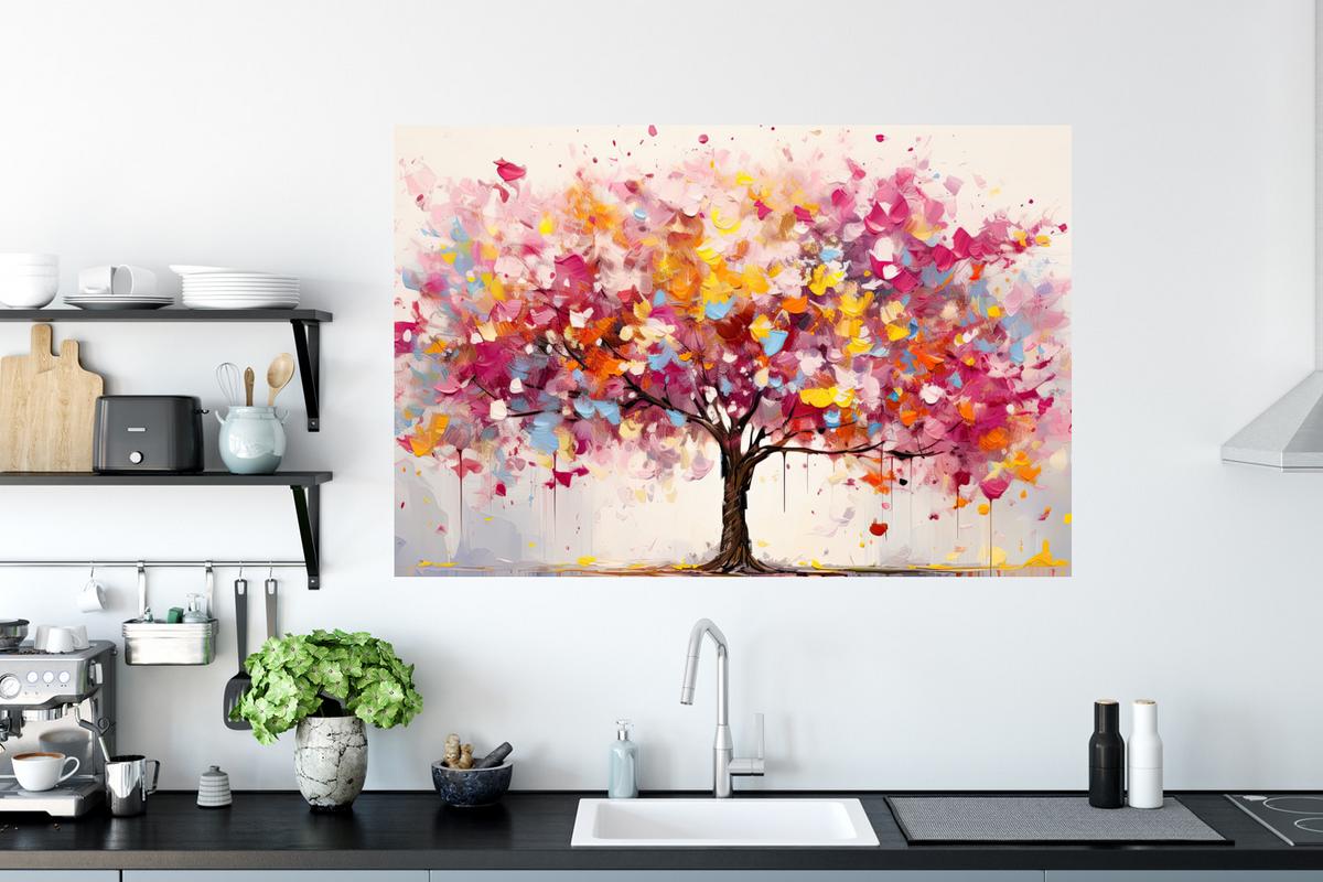 WANDTATTOO Aquarell - Baum - Kunst - Abstrakt Wandsticker 120x80 cm - Multicolor, Kunststoff (120/80/0.1cm) - MuchoWow
