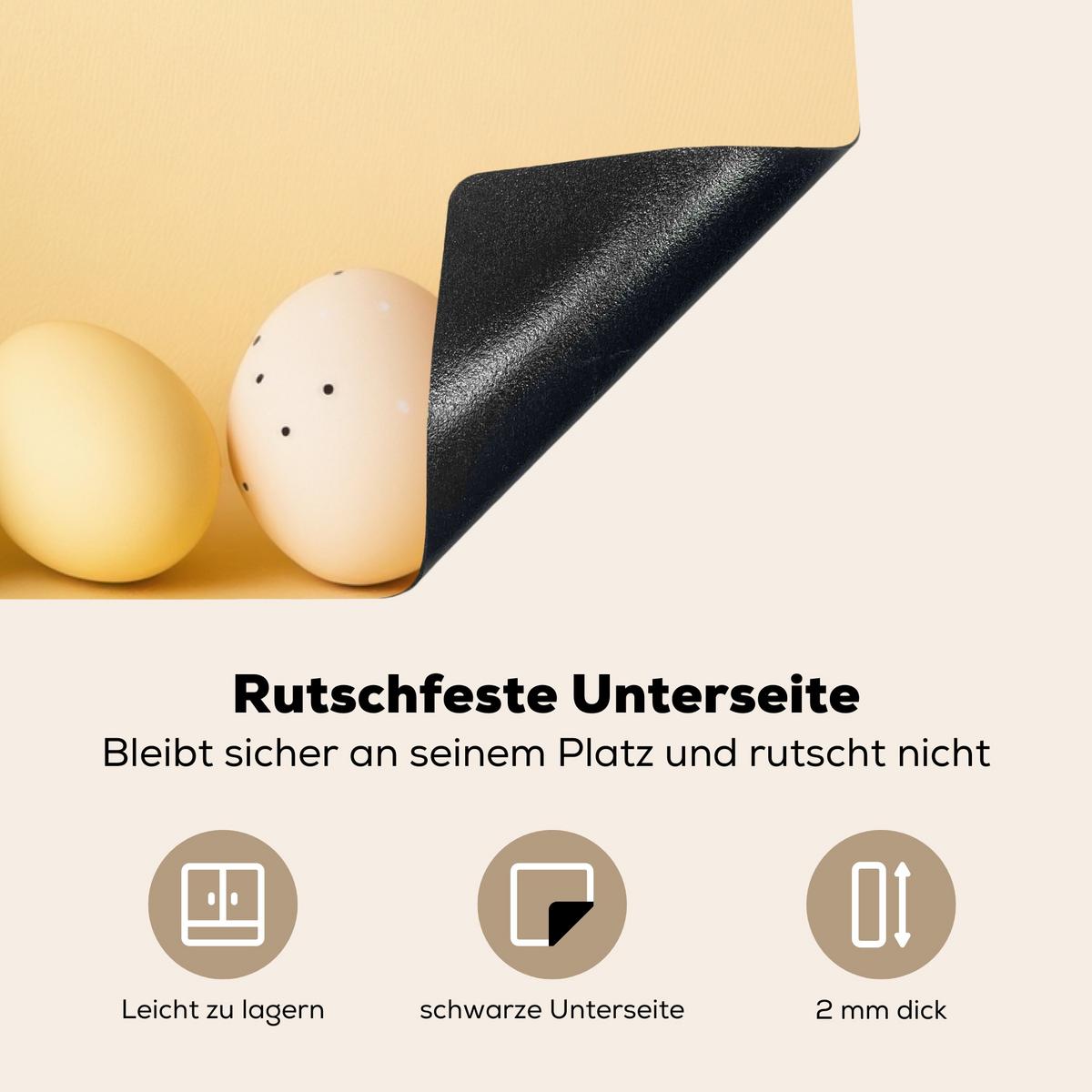 HERDABDECKPLATTE Eier - Kaninchen - Pastellfarbtöne Induktionsmatte 77x51 cm - Hellgelb, Kunststoff (77/51/0.2cm) - MuchoWow