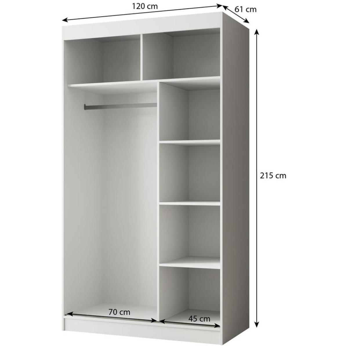 SCHWEBETÜRENSCHRANK Paco 120/215/61 2-türig weiß mit Spiegel - Weiß, Holzwerkstoff (120/215/61cm) - Beautysofa