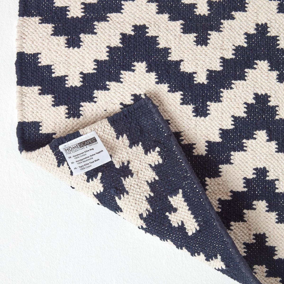 KELIM-TEPPICHLÄUFER Casablanca handgewebt 66/200 cm - Dunkelblau, Textil (66/200cm) - Homescapes