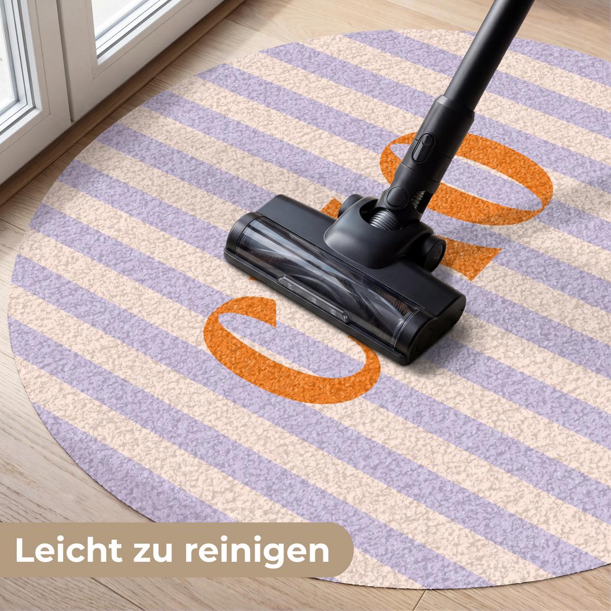 FUSSMATTE Ciao - Zitat - Pastell - Streifen Schmutzfangmatte 90x90 cm - Flieder, Kunststoff (90/0.4cm) - MuchoWow