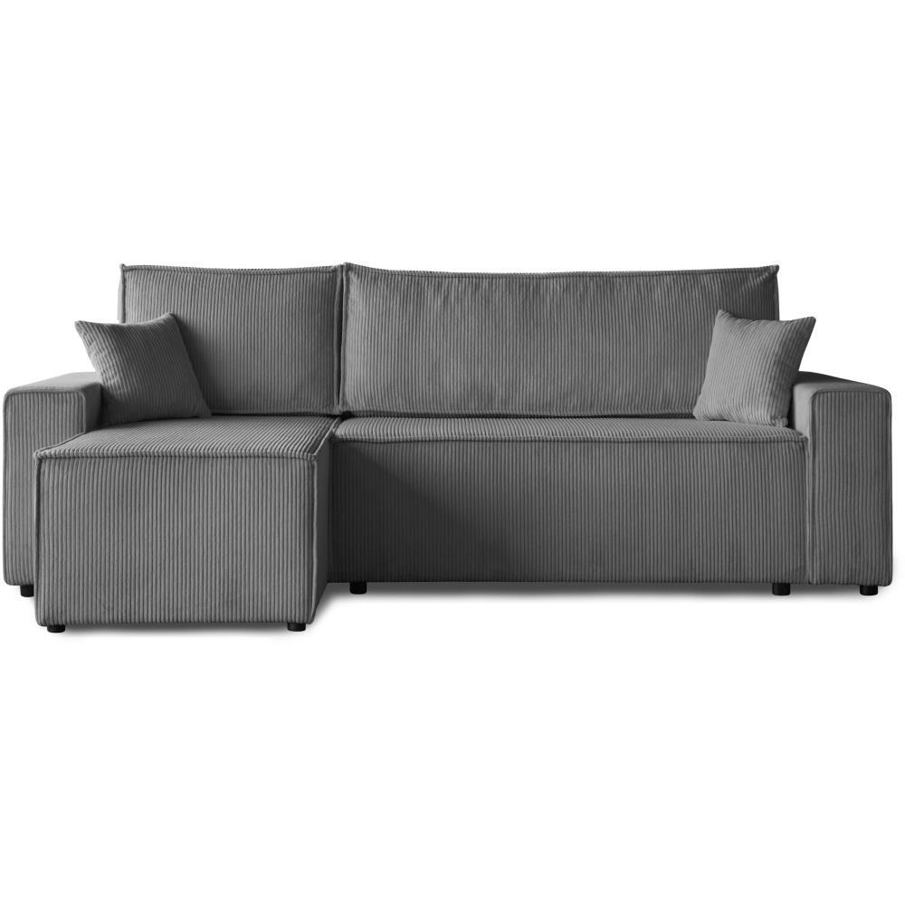 ECKSCHLAFSOFA mit Schlaffunktion Hektor, 247 cm, Ottomane 70 cm, grau - Schwarz/Grau, Kunststoff/Textil (247/152cm) - Beautysofa