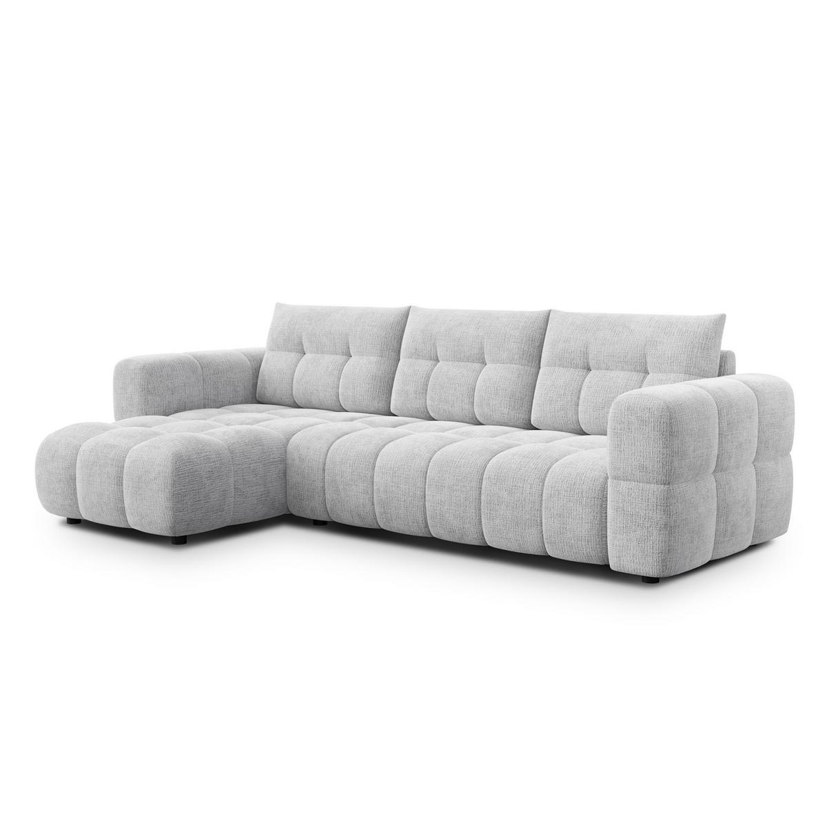 ECKSOFA CLOUDI 4-Sitzer links, hellgrau - Hellgrau/Schwarz, Holz/Textil (294/160cm) - Wozimo