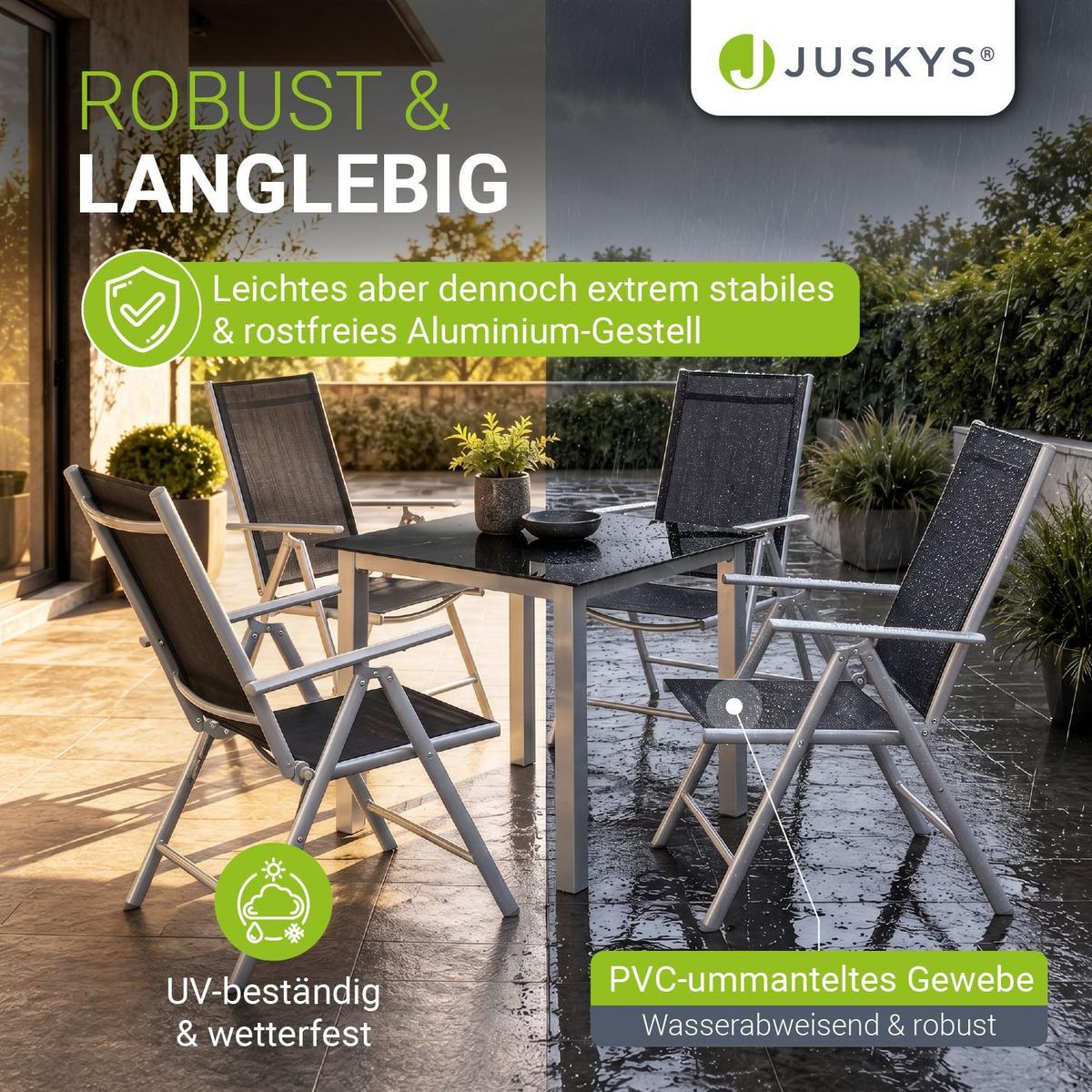 GARTENGARNITUR Milano 5-tlg. - Silberfarben, Metall - Juskys