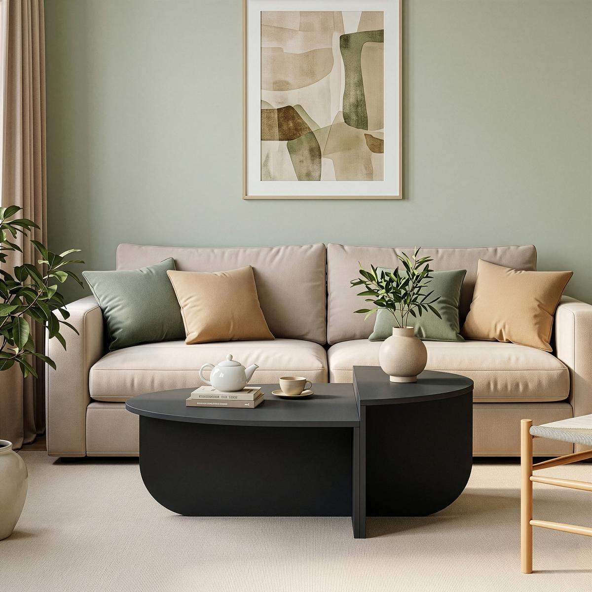 COUCHTISCH Tondesdaslo 90/90/35 cm - Dunkelgrau, Holzwerkstoff (90/90/35cm) - [en.casa]