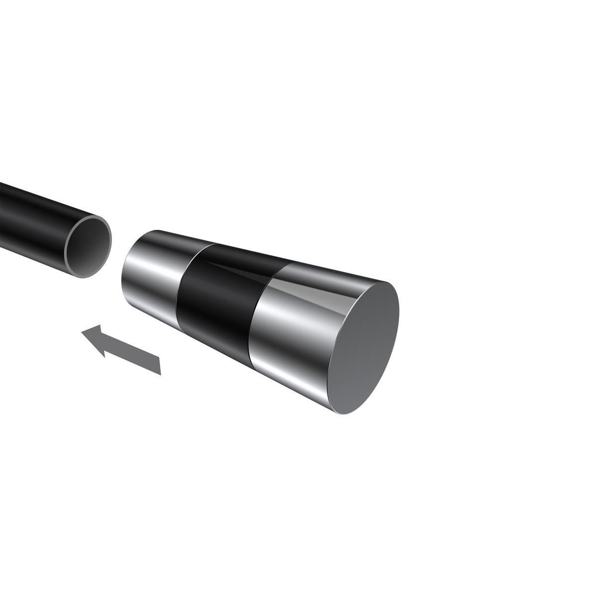 ENDSTÜCKE FÜR GARDINENSTANGEN 20 mm Ø, Tanara Chrom/Schwarz, Packung 2 Stück - Chromfarben/Schwarz, Metall (6.5/3.2/3.2cm) - INTERDECO