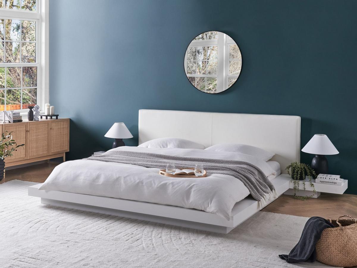 BETT mit Lattenrost 180/200 cm Weiß Zen - Weiß, Holzwerkstoff (180/200cm) - Beliani