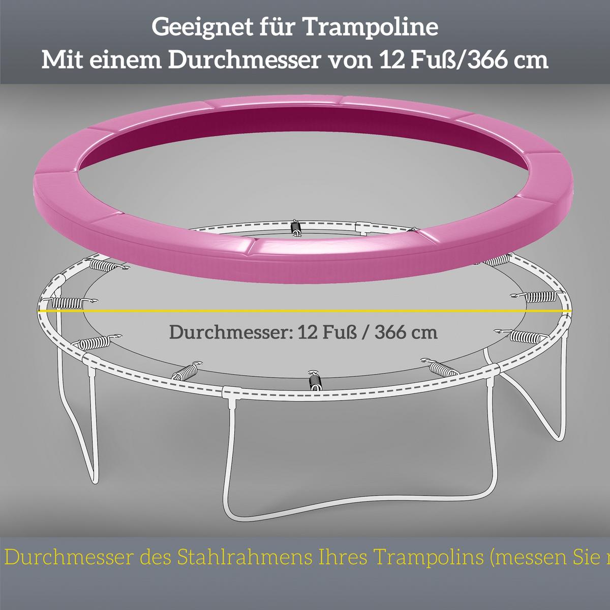 TRAMPOLIN Randabdeckung Kunststoff, PE Rosa - Rosa, Kunststoff (366/366cm) - SPORTNOW