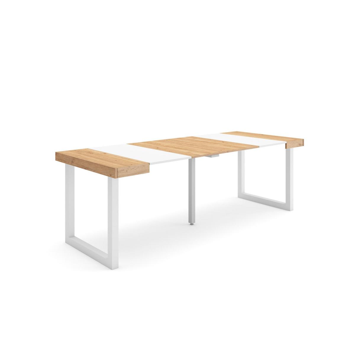 KONSOLENTISCH ausziehbar 58 bis 222cm, für 10 Gäste, eiche weiß, 90/58/73cm - Eichefarben/Weiß, Holzwerkstoff (90/222/73cm) - Skraut Home