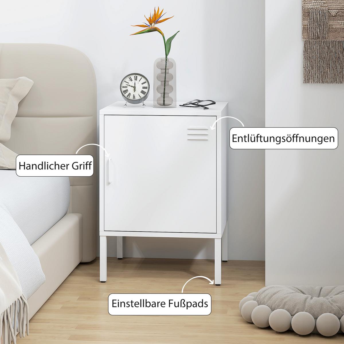 NACHTTISCH Stahl Weiß - Weiß, Metall (40/56/40cm) - HOMCOM