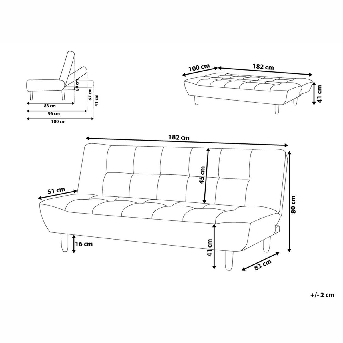 3-SITZER-SCHLAFSOFA dunkelgrau Alsten - Hellbraun/Dunkelgrau, Textil (182/80/83cm) - Beliani