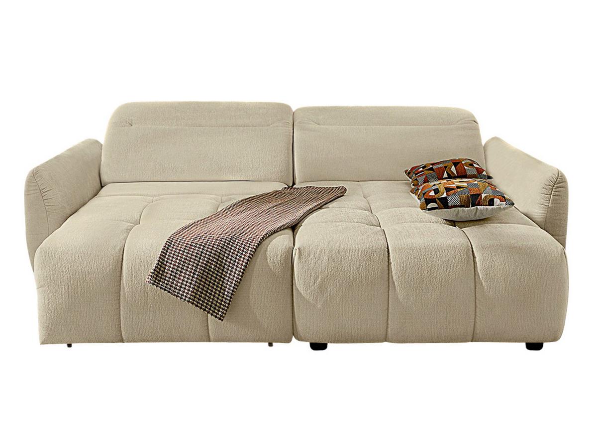 ECKSOFA mit elektrischer Sitztiefenverstellung, Kopflehnen verstellbar, USB-C und -A Ladefunktion B260/T191/H106 cm, Flachgewebe Beige / 15405 - Beige/Multicolor, Kunststoff/Textil (260/191cm) - luma-home