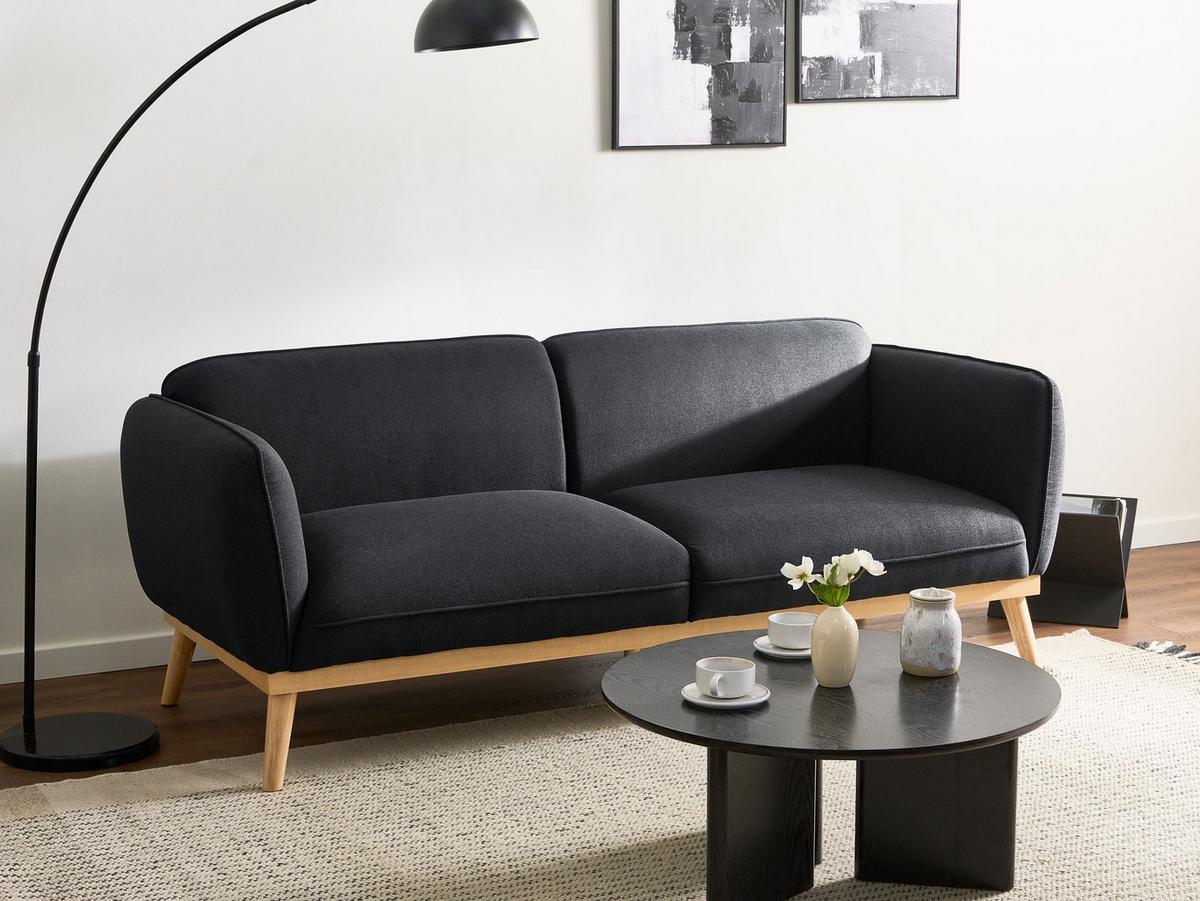 3-SITZER-SOFA Stoff Schwarz Ljung - Hellbraun, Textil (210/82/82cm) - Beliani