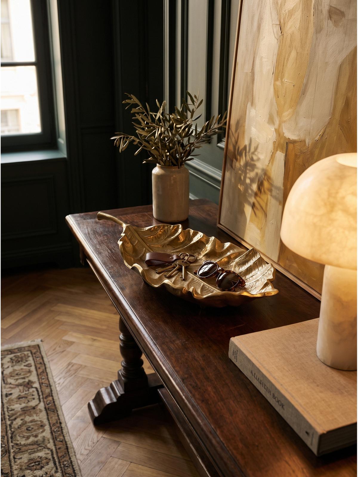 DEKOSCHALE SUBIACO, Aluminium, handgefertigt, Gold, 67 x 27 x 11 cm - Goldfarben, Metall (11cm) - KADIMA DESIGN