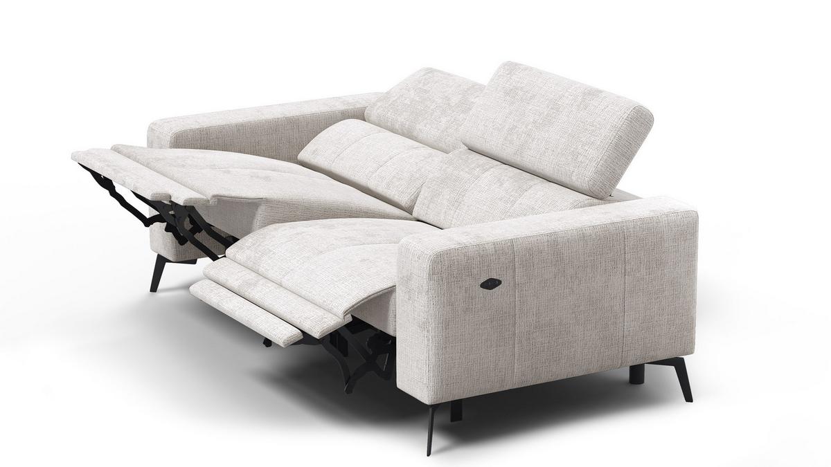 RELAXSOFA MORELLO 3-Sitzer, creme, 2 x Relax Zero Gravity - Creme, Holz/Textil (206/82/103cm) - Wozimo