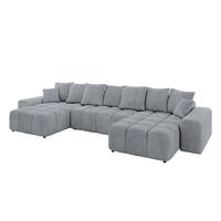 WOHNLANDSCHAFT ENIL-U 401x189x68 Hellgrau Velours - Hellgrau, Holzwerkstoff/Kunststoff (401/68/189cm) - ALTDECOR