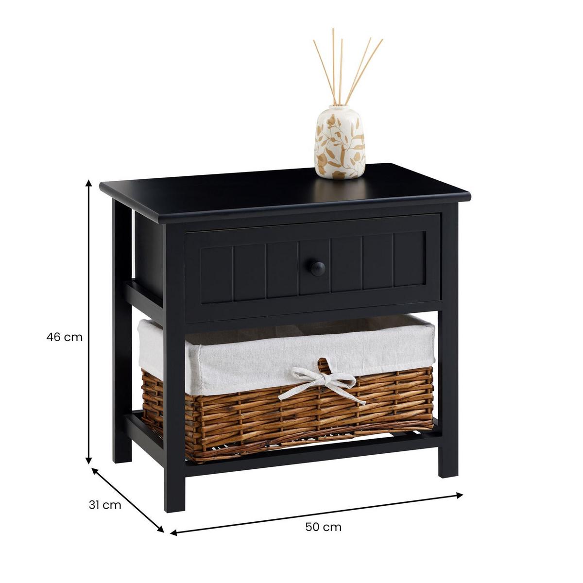 NACHTTISCH AKURE schwarz - Schwarz, Holz (50/46/31cm) - IDIMEX