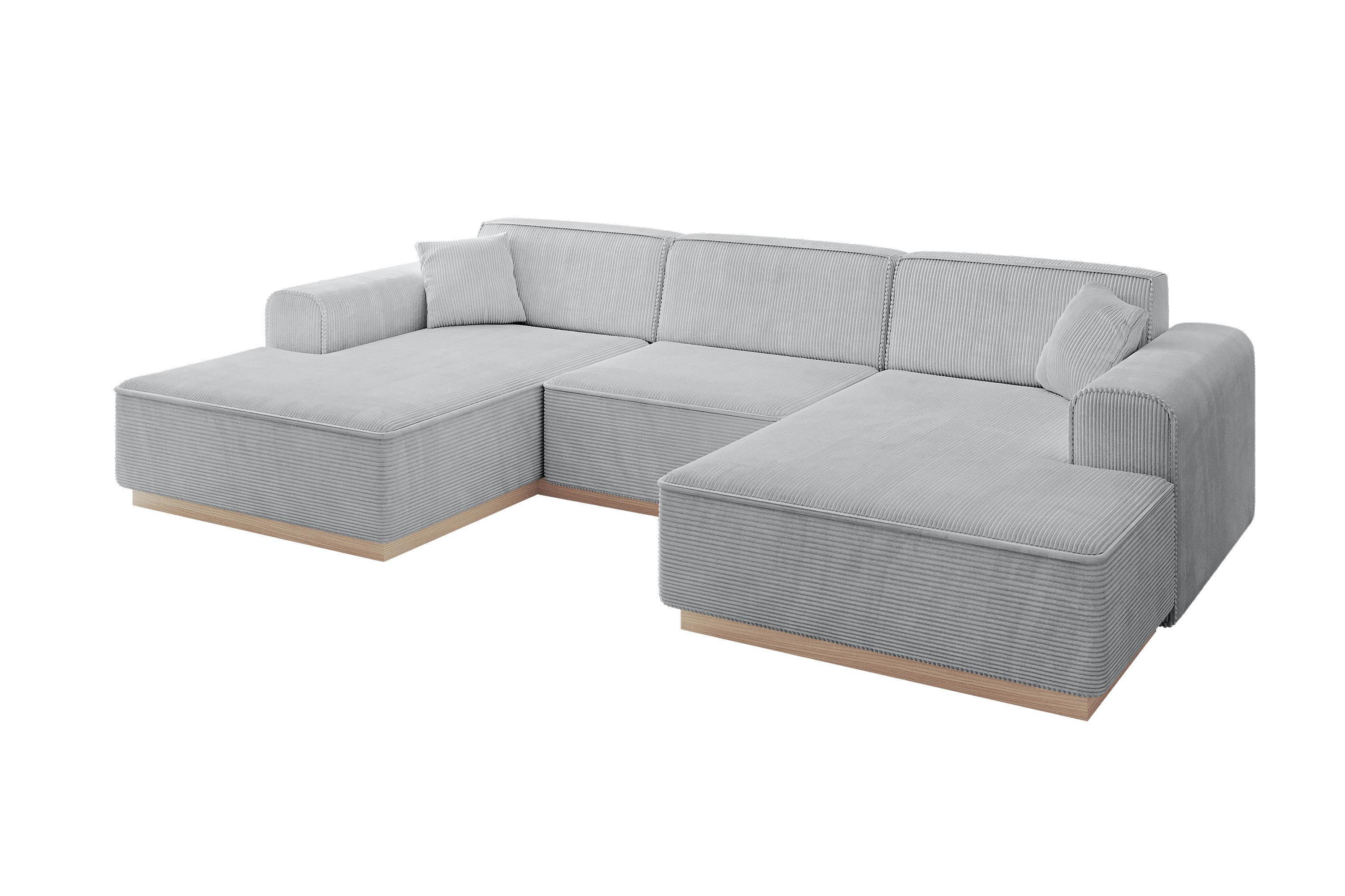 WOHNLANDSCHAFT IREA-U1 - 301x165x80 cm Grau - Hellgrau/Grau, Holzwerkstoff/Textil (301/80/165cm) - ALTDECOR