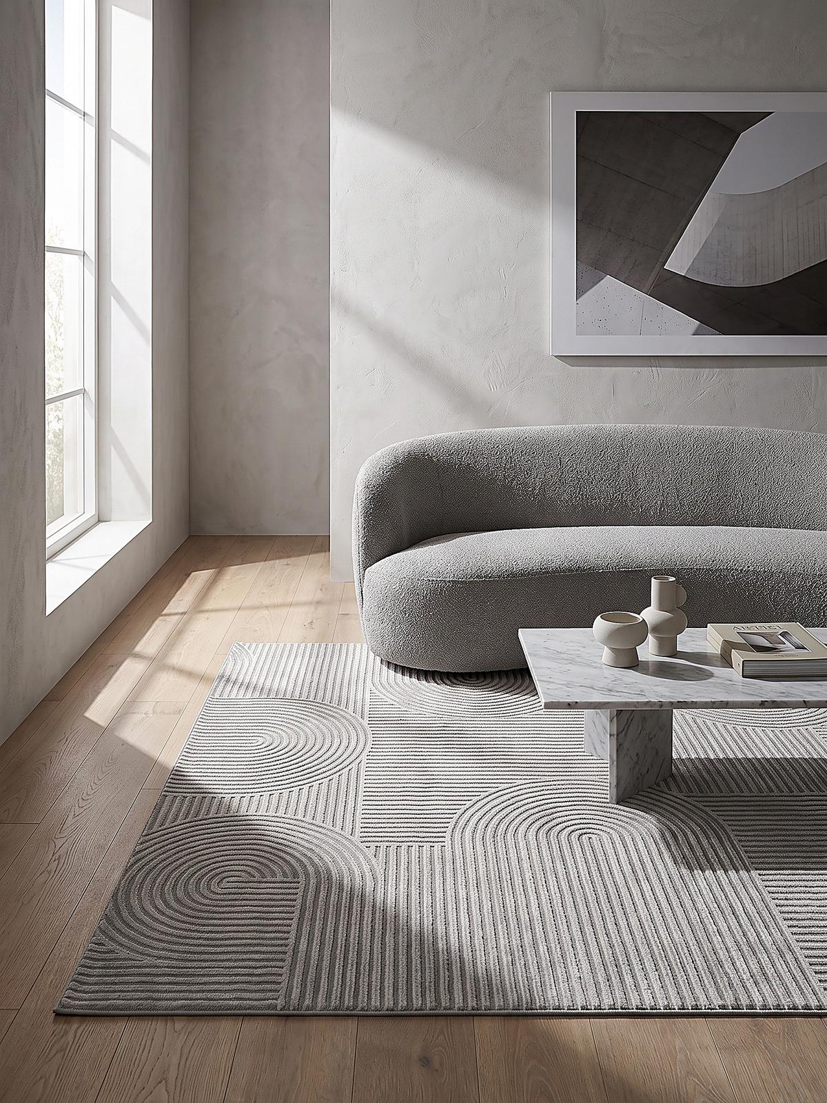 TEPPICH Kurzflor ERESMA Geometrisch Polyester Grau 140 x 200 cm - Grau, Textil (140/200cm) - KADIMA DESIGN