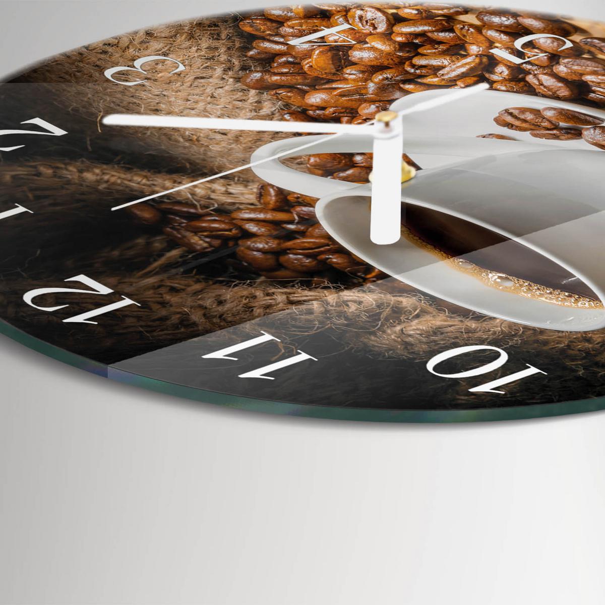 WANDUHR aus Glas Ø30 cm - Kaffee - Braun, Glas (30/30/0.4cm) - TULUP