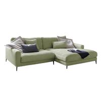 ECKSOFA CARA Grün Cord - Schwarz/Olivgrün, Textil/Metall (272/190cm) - KAWOLA