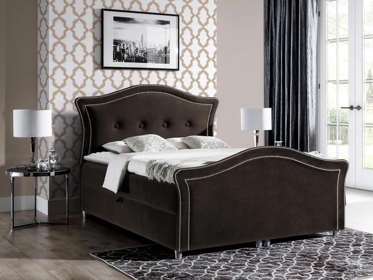 BOXBETT Bedran Lux - H3 - Silberfarben/Braun, Holz (160/200cm) - MIRJAN24