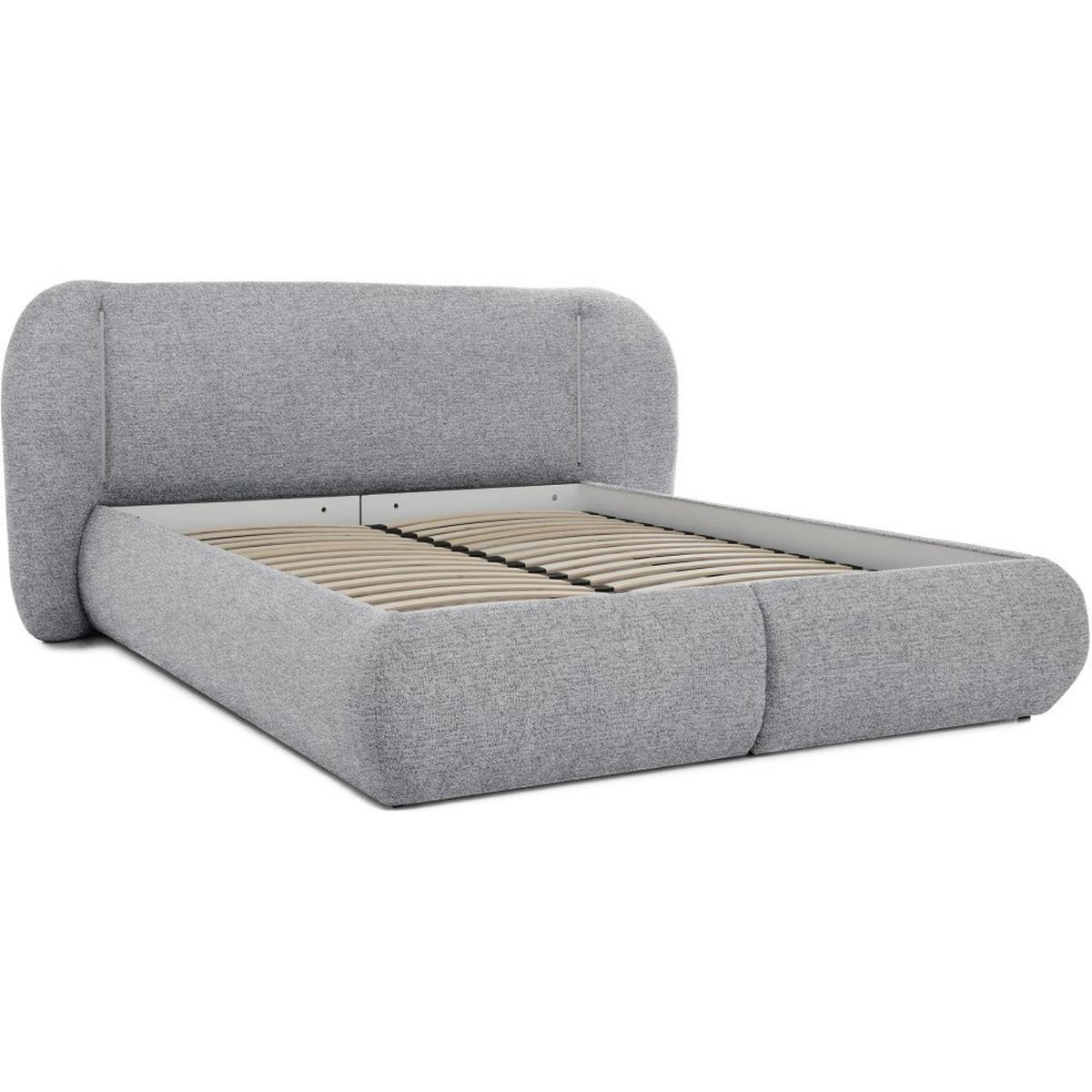 POLSTERBETT Corfu mit LED-Beleuchtung, mit Bettkasten, rundliche Formen, 140x200, Hellgrau - Hellgrau, Textil/Metall (140/200cm) - Beautysofa