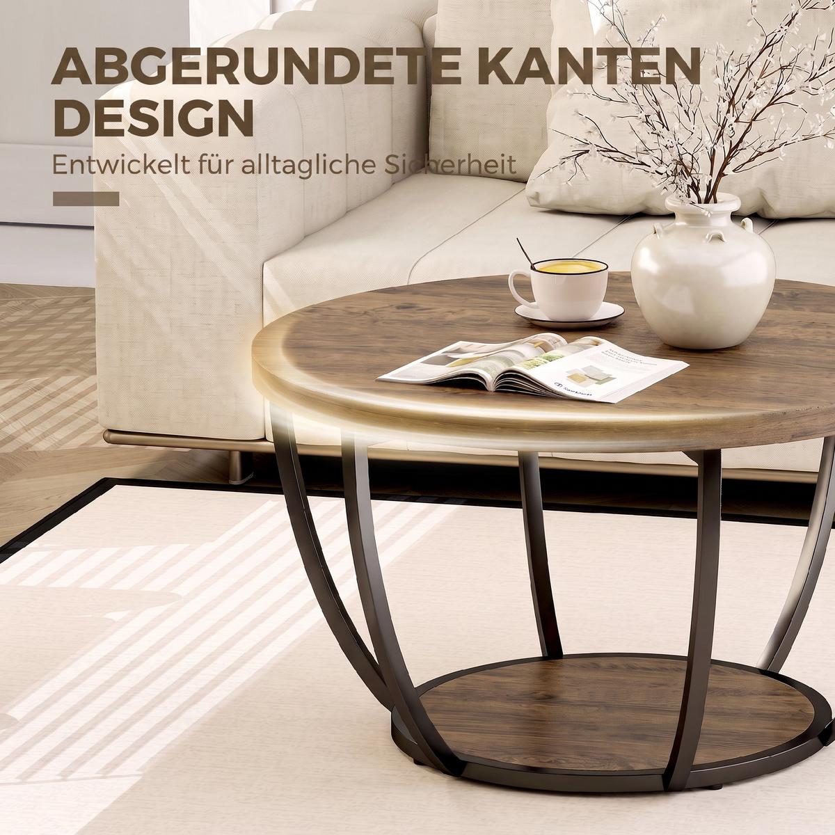 COUCHTISCH Spanplatte Metall Braun - Schwarz/Braun, Holzwerkstoff/Metall (80/80/43.8cm) - HOMCOM