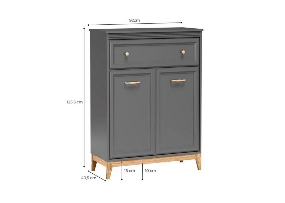 KOMMODE SUOLO 92/125,5/40,5cm mit 1 Schubladen 2 Türen Grau - Grau, Holzwerkstoff (92/125.5/40.5cm) - MASSENO