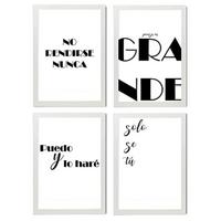 POSTER Set mit 4 Nachdenken TypografieStil A3 Weißer Rahmen - Weiß, Papier (29.7/3cm) - Nacnic
