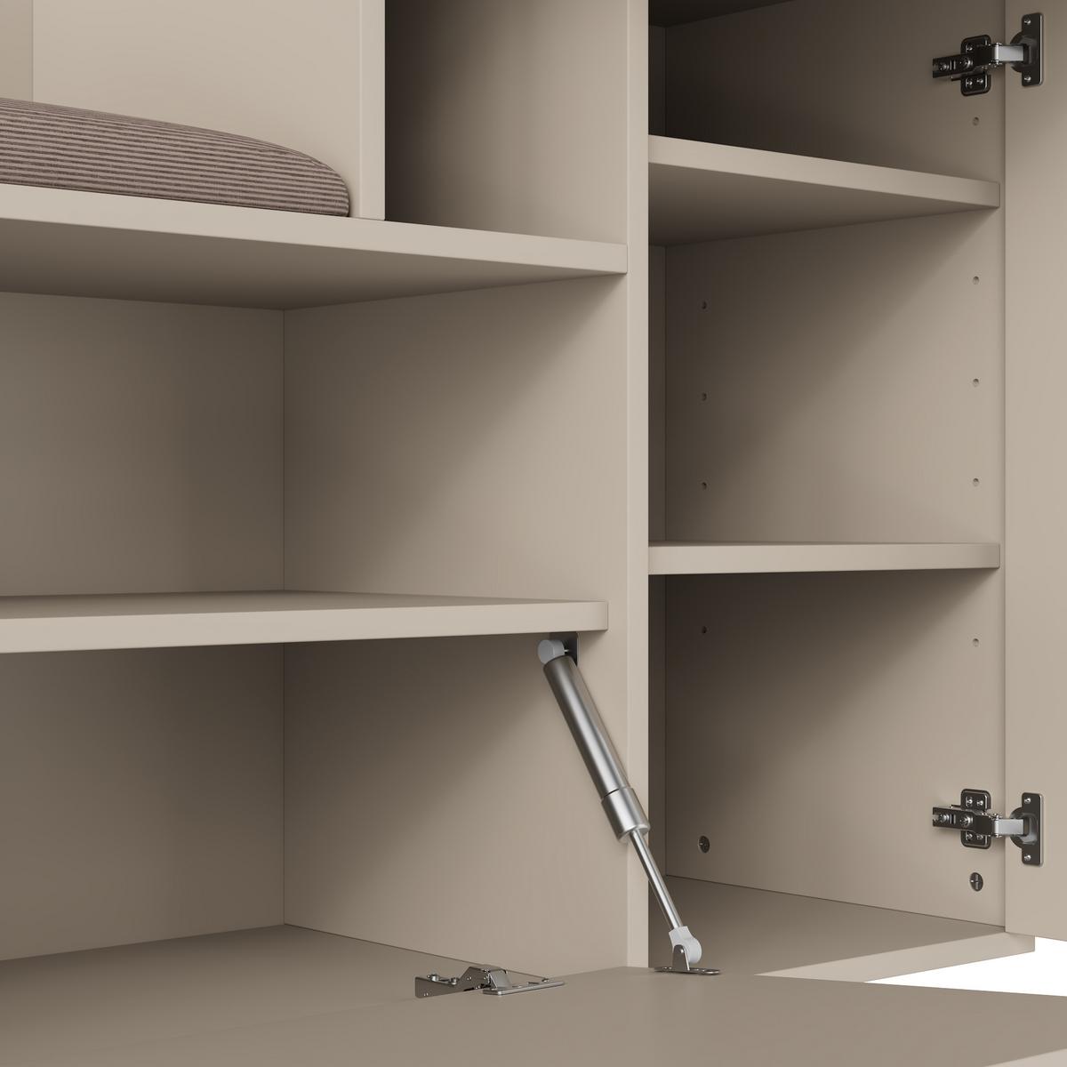 GARDEROBE FÜR FLUR - kombischrank mit Spiegel, Sitzbank und Stauraum - Beige, Glas/Holzwerkstoff (110/186/37cm) - Urban Meuble