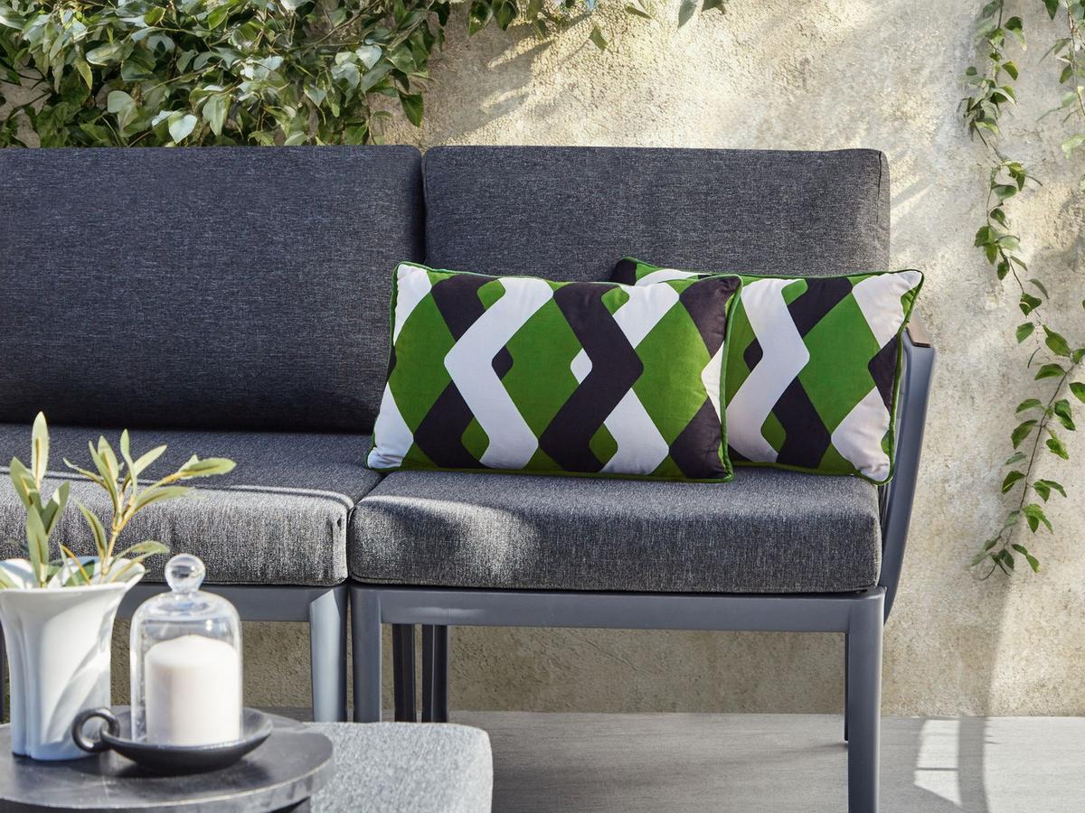 GARTENKISSEN 2er-Set Bunt 30/50 cm Sway - Multicolor/Schwarz, Textil (50/12/30cm) - Beliani
