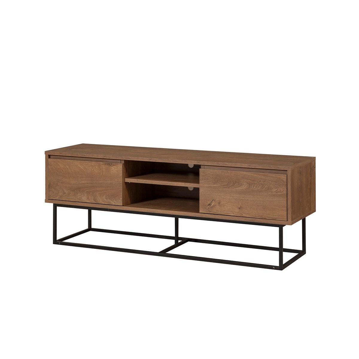 TV-MÖBEL mit 2 Fächern und 2 Schubladen, Nussbaum-Dekor, Länge 140 cm - Rodez - Nussbaumfarben, Holzwerkstoff (40/50/140cm) - Calicosy
