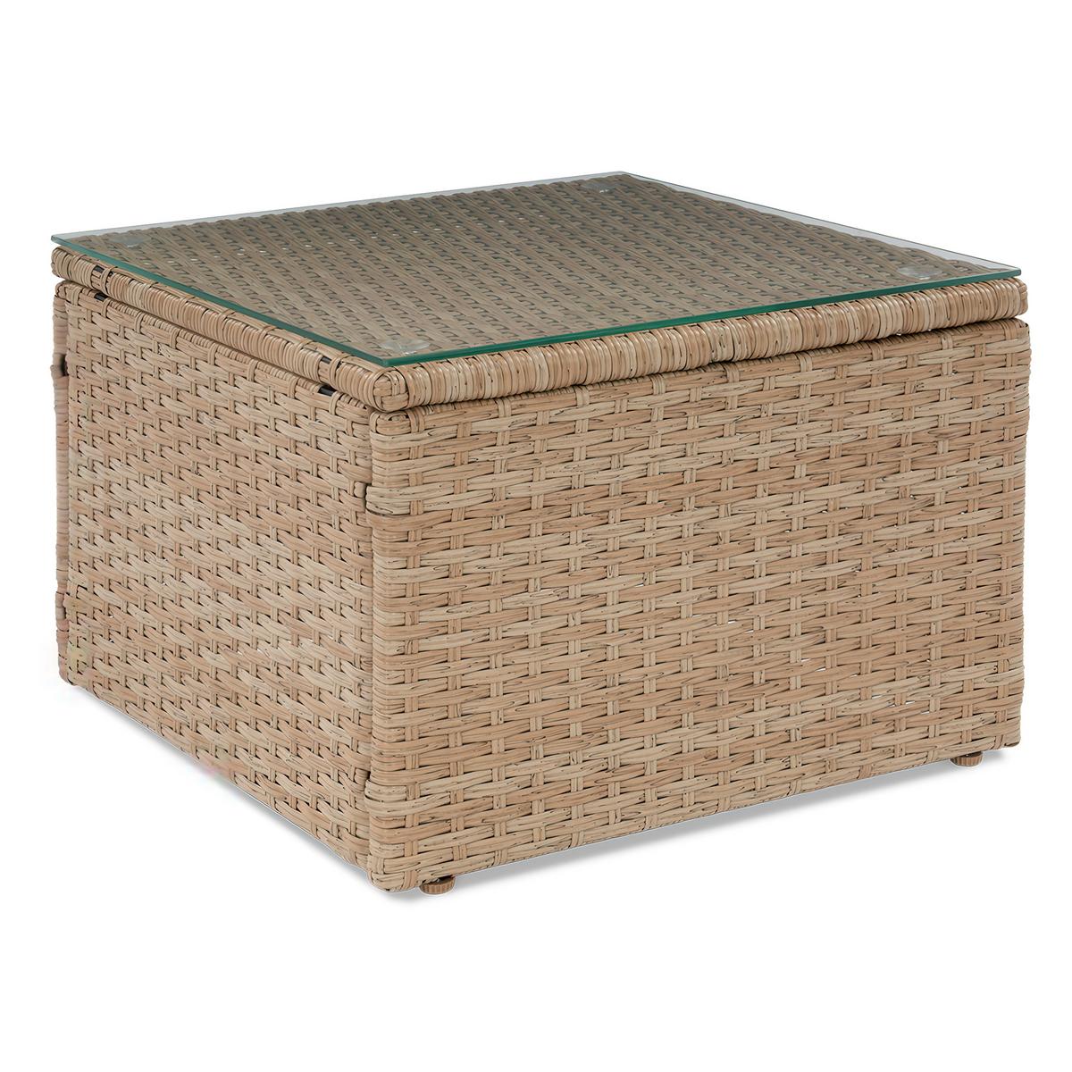 GARTENSET Sevilla, aus Technorattan, Ecksofa mit Couchtisch, Beige - Beige, Kunststoff - Beautysofa