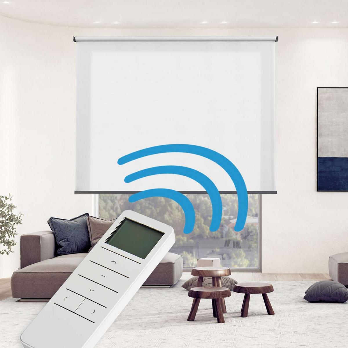 ROLLO motorisierte Weiß, 120 x 250 cm - Weiß, Kunststoff (120/250cm) - STORESDECO