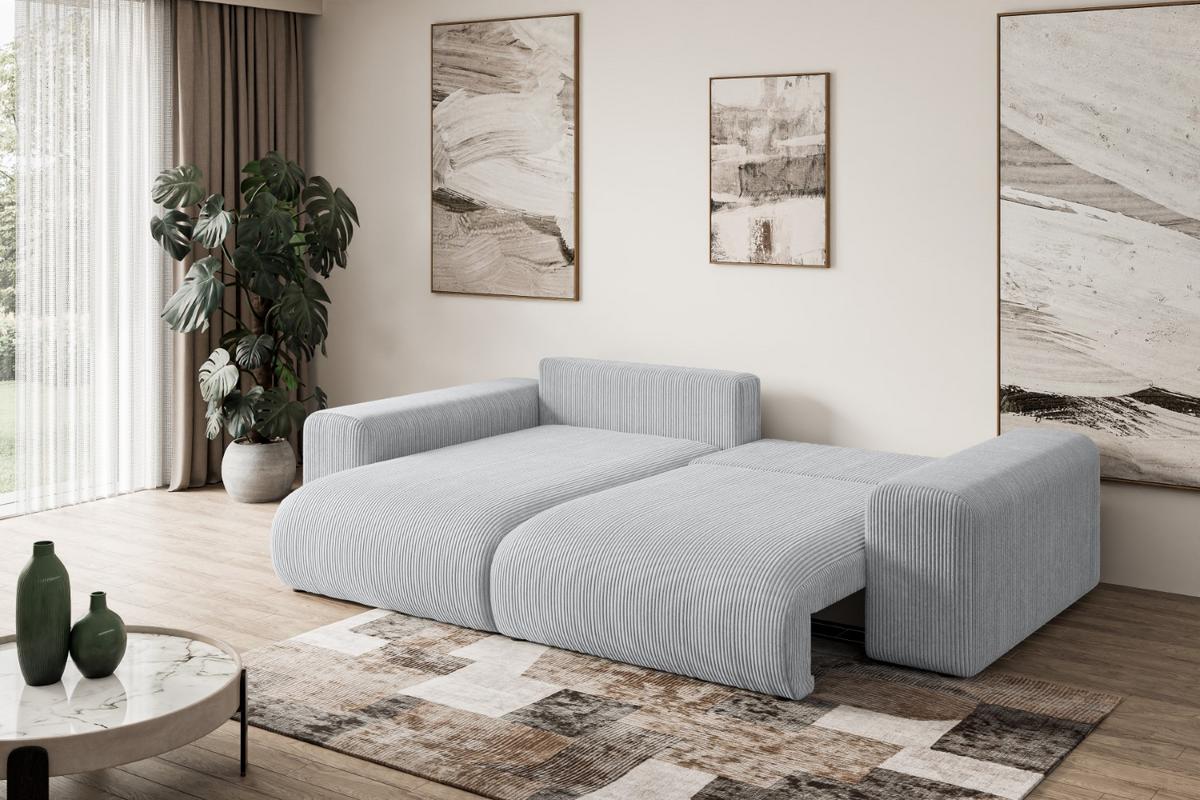 ECKSOFA Ottomane links ESKAR-L 266x176x72 Grau Cord - Schwarz/Grau, Holzwerkstoff/Kunststoff (266/176cm) - ALTDECOR