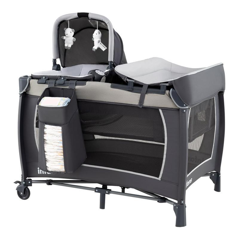 BEISTELLBETT mit Matratze grau - Grau, Textil - COSTWAY