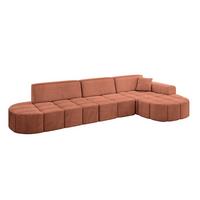 ECKSOFA Ottomane Rechts LIVO-L2 - 337x173x79,5 cm Apricot - Koralle, Holzwerkstoff/Textil (337/173cm) - ALTDECOR