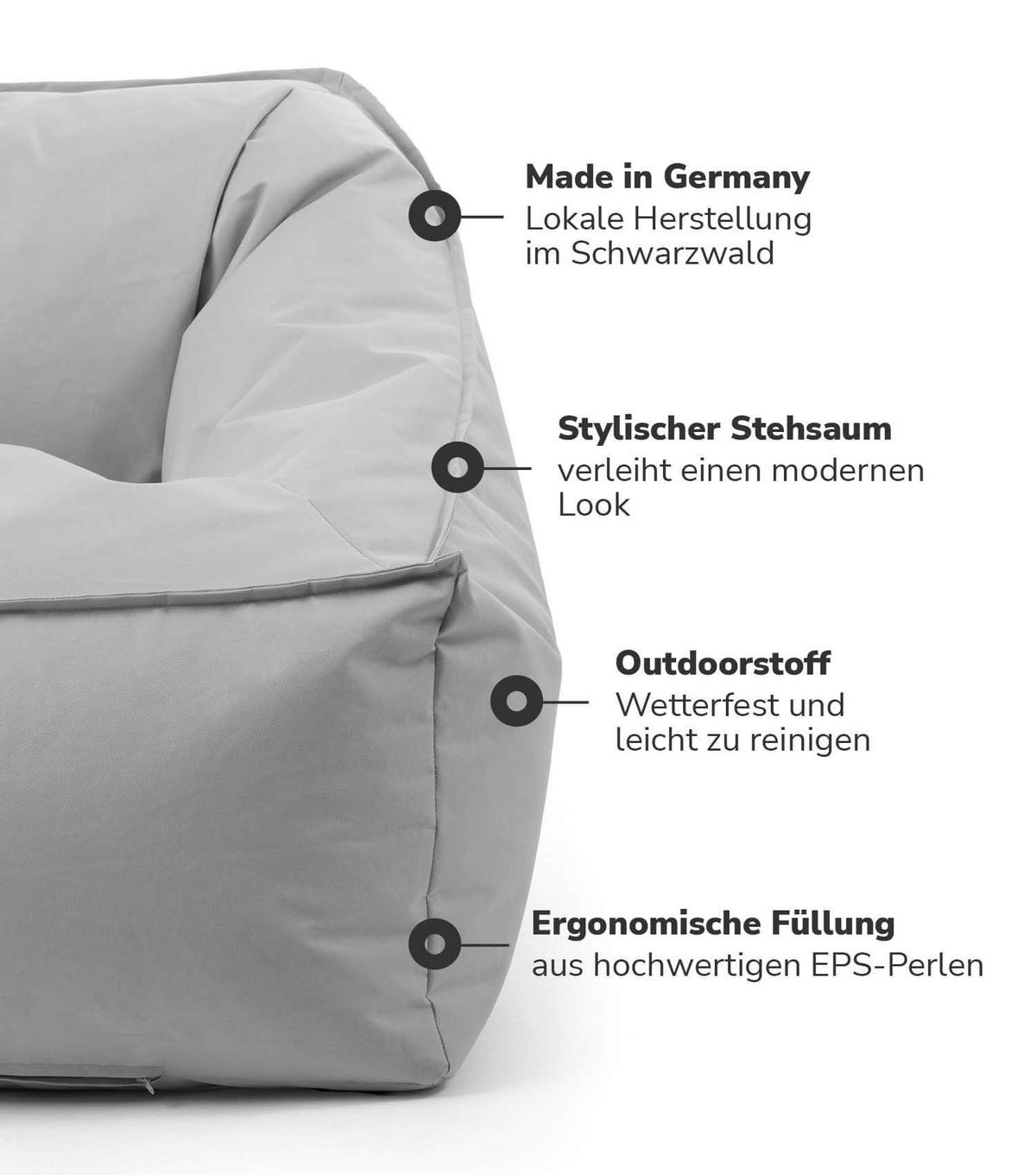 OUTDOOR SITZSACK Der Sunnyboy mit Hocker - Grau, Textil (80/60/83cm) - Mokebo