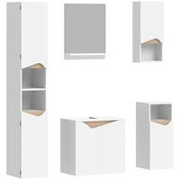 BADEZIMMERMÖBEL-SET Acryl Spanplatte Weiß Naturholz - Weiß, Holzwerkstoff (30/180.5/34.6cm) - HOMCOM
