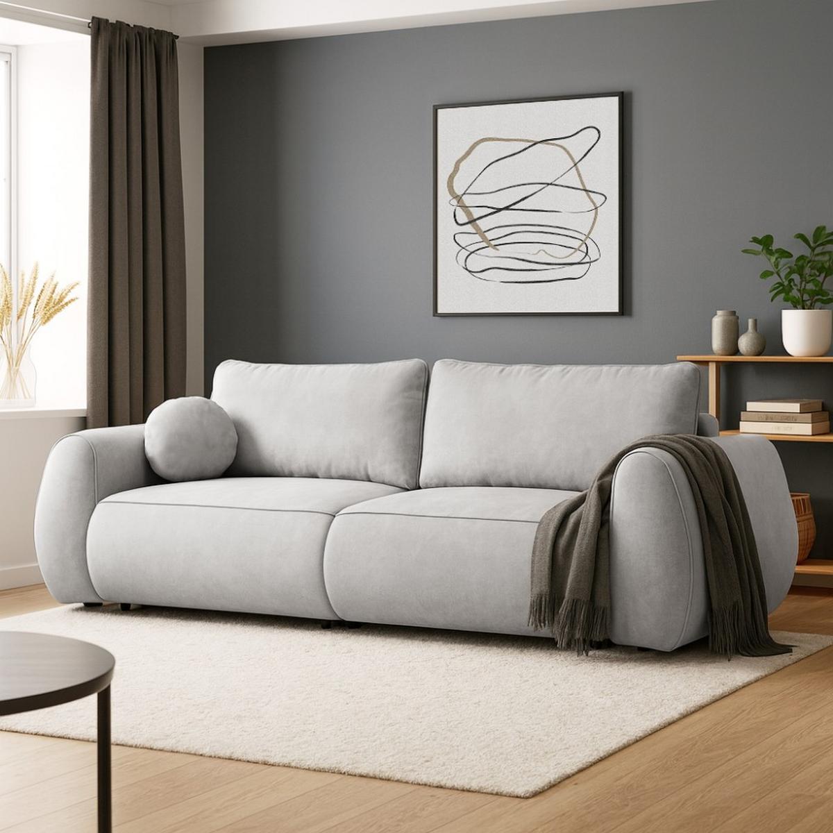 3-SITZER Schlafsofa Bravo mit Eckfunktion, mit zwei Bettkasten, Hellgrau - Hellgrau/Schwarz, Textil (257/96/110cm) - Beautysofa