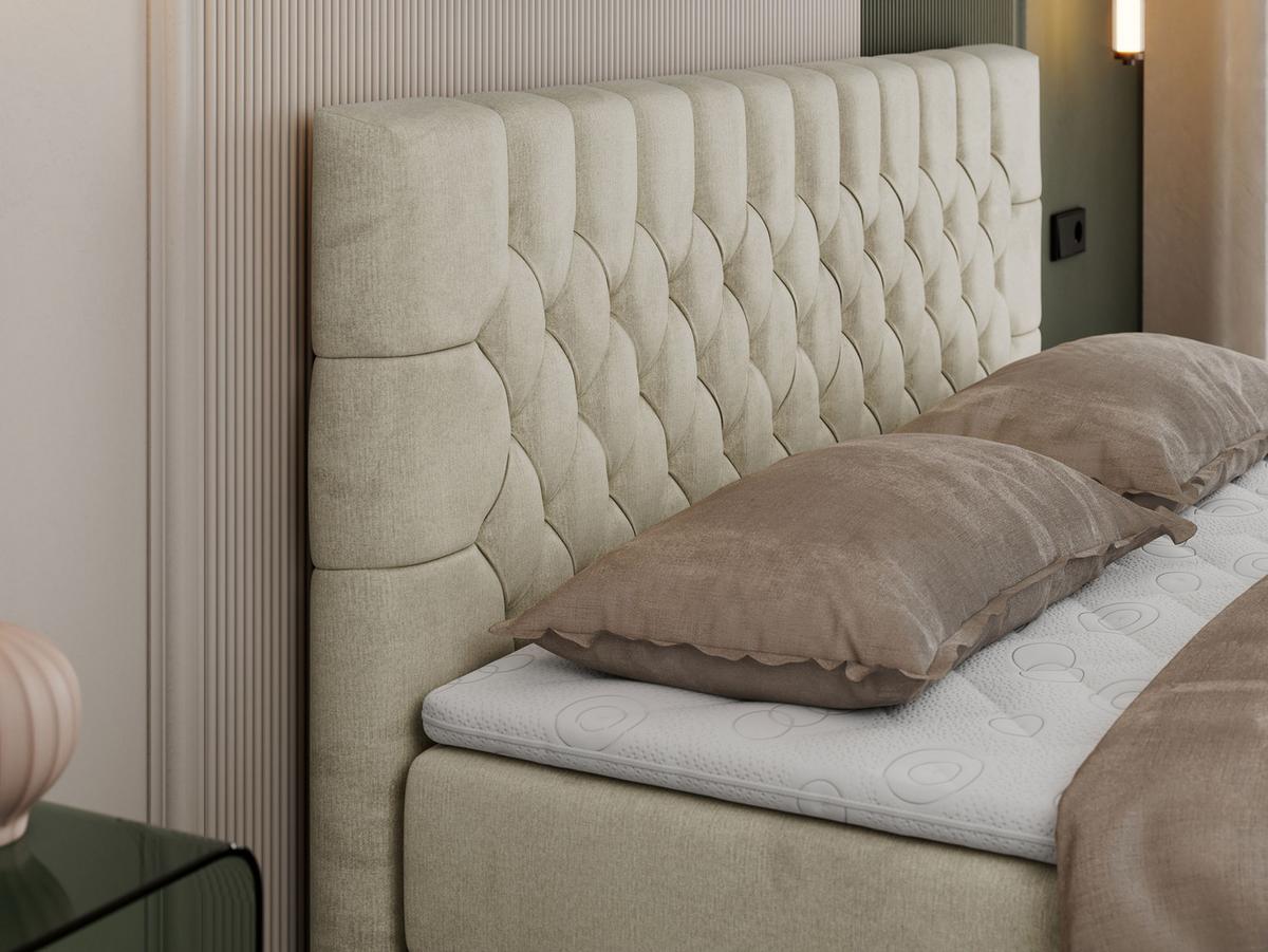 BOXBETT PERA 140/200 Beige Velvet - H3 - Beige, Holz/Textil (140/200cm) - MKS