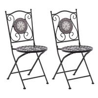 GARTENSTUHL 2er-Set Eisen schwarz Cariati - Schwarz, Metall (38/89/45cm) - Beliani