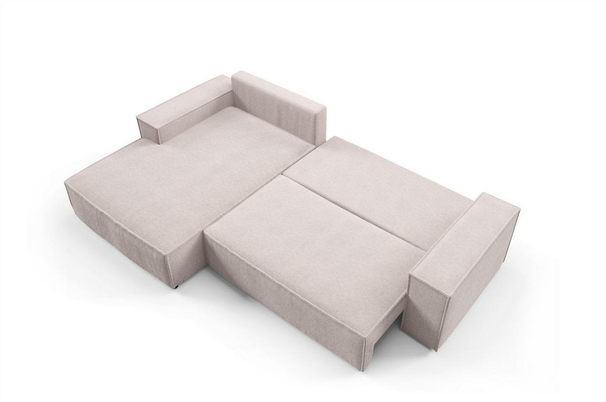 ECKSOFA Corunia In Aragon - Hellgrau, Holzwerkstoff/Textil (294/185cm) - Fun Möbel