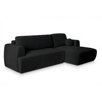 ECKSOFA SENTI K R-S Schwarz Plüsch-Stoff mit Schlaffunktion - Schwarz, Holz/Kunststoff (246/148cm) - MASSENO