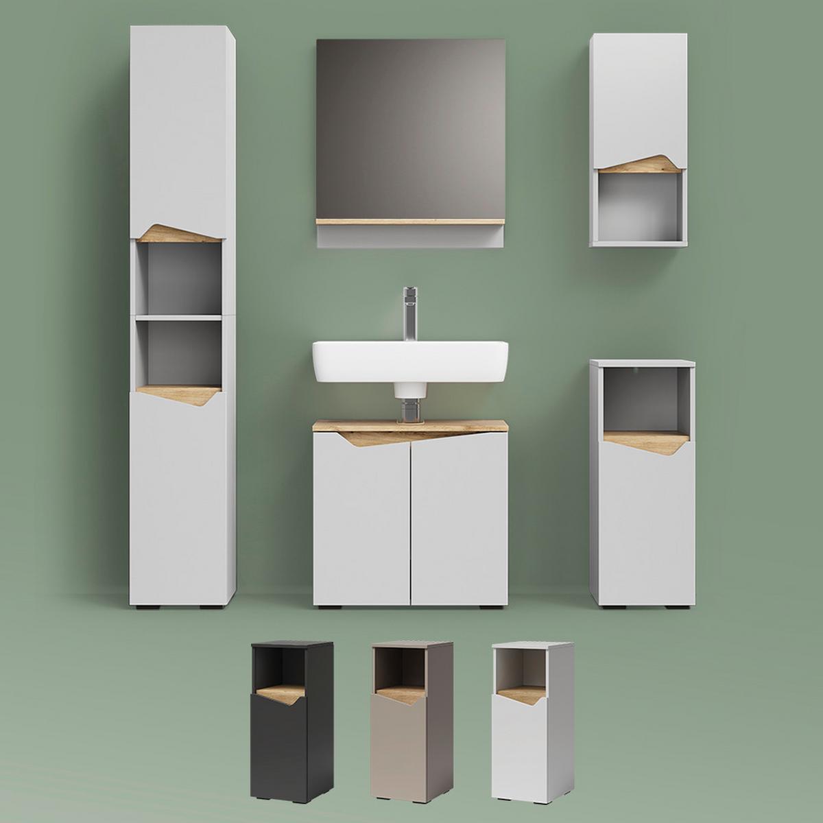 WASCHBECKENUNTERSCHRANK Timavo Weiß 60 x 57.5 cm mit 2 Türen - Weiß, Holzwerkstoff (60/57.5/35cm) - Livinity®