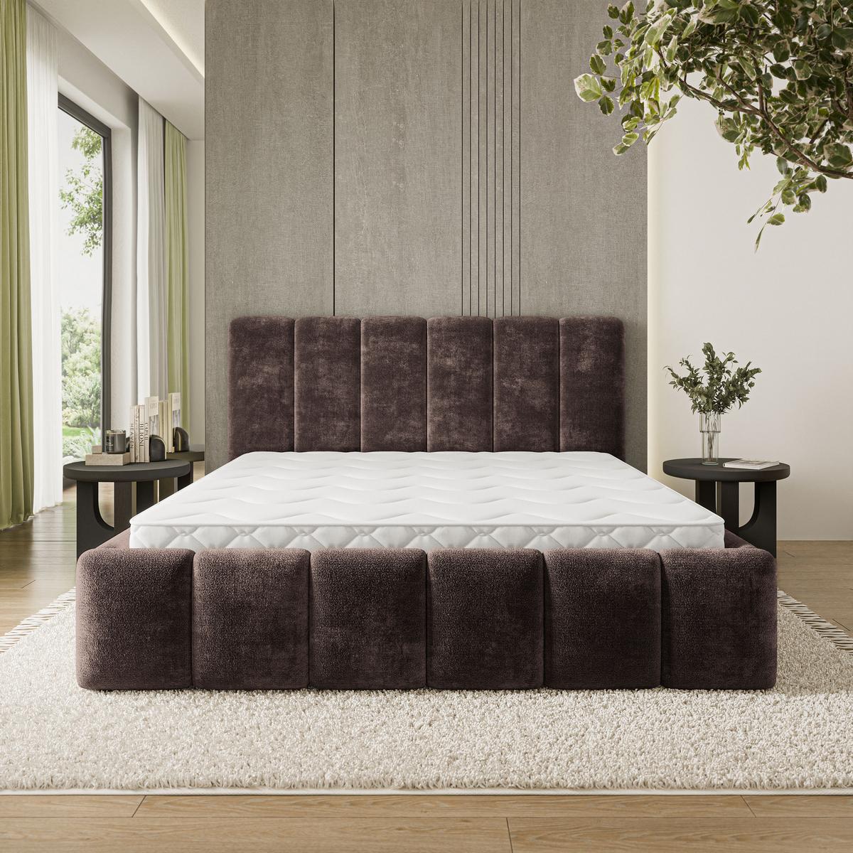 POLSTERBETT ATTORA LM 120x200 cm mit Bettkästen - Braun - Braun, Holz (120/200cm) - MASSENO