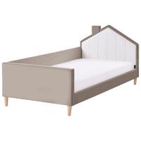 KINDERBETT Haus Samtstoff 90/200 cm Taupe Kervan - Taupe, Textil (90/200cm) - Beliani